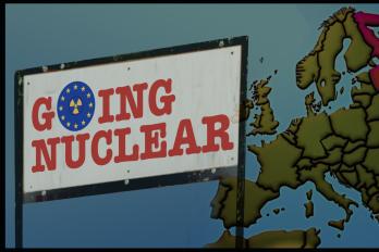 Europa-Karte mit Warnschild Going Nuclear