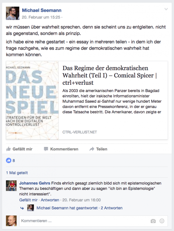 Seemann auf facebook